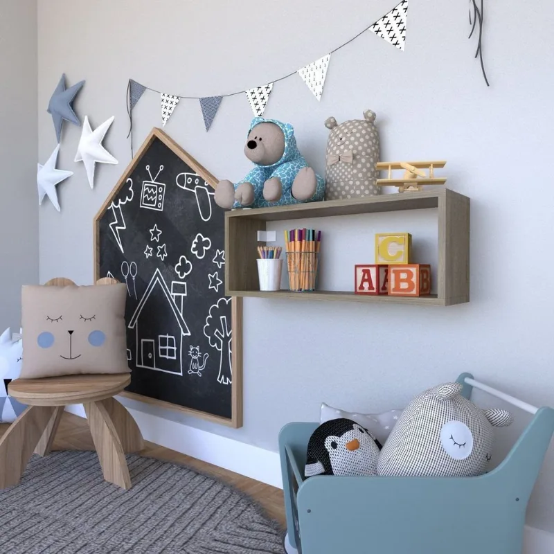 Nicho para Quarto Infantil 60x16cm Bege/Carvalho Mel Carvalho Mel