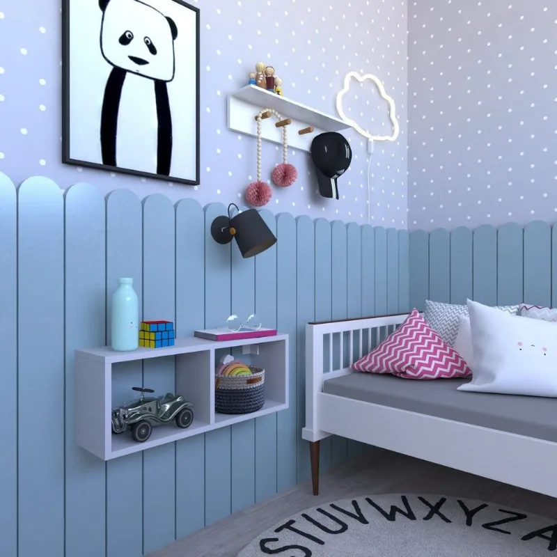 Nicho para Quarto Infantil 60cm Cinza/Cristal Cinza Cristal