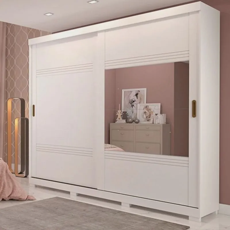 Guarda-Roupa Casal mdf 2 Portas de Correr 2 Espelhos 4 Gavetas Internas Blumenau Panan Móveis