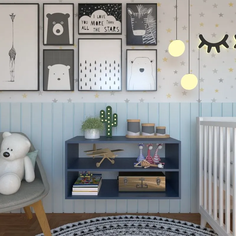 Nicho Com Prateleira Quarto Infantil Azul