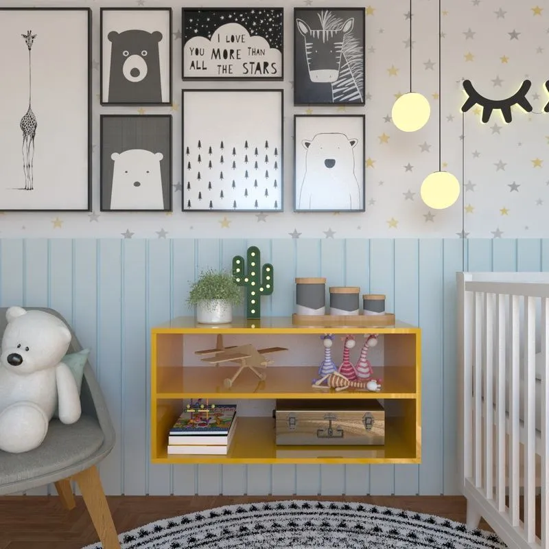Nicho Com Prateleira Quarto Infantil Amarelo
