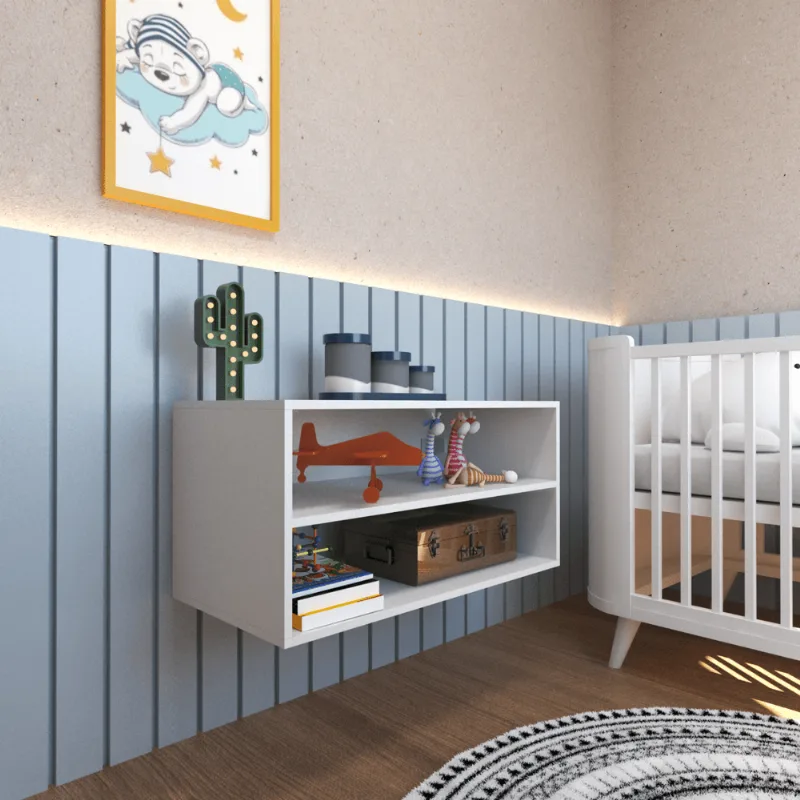 Nicho com Prateleira Quarto Infantil Branco Branco