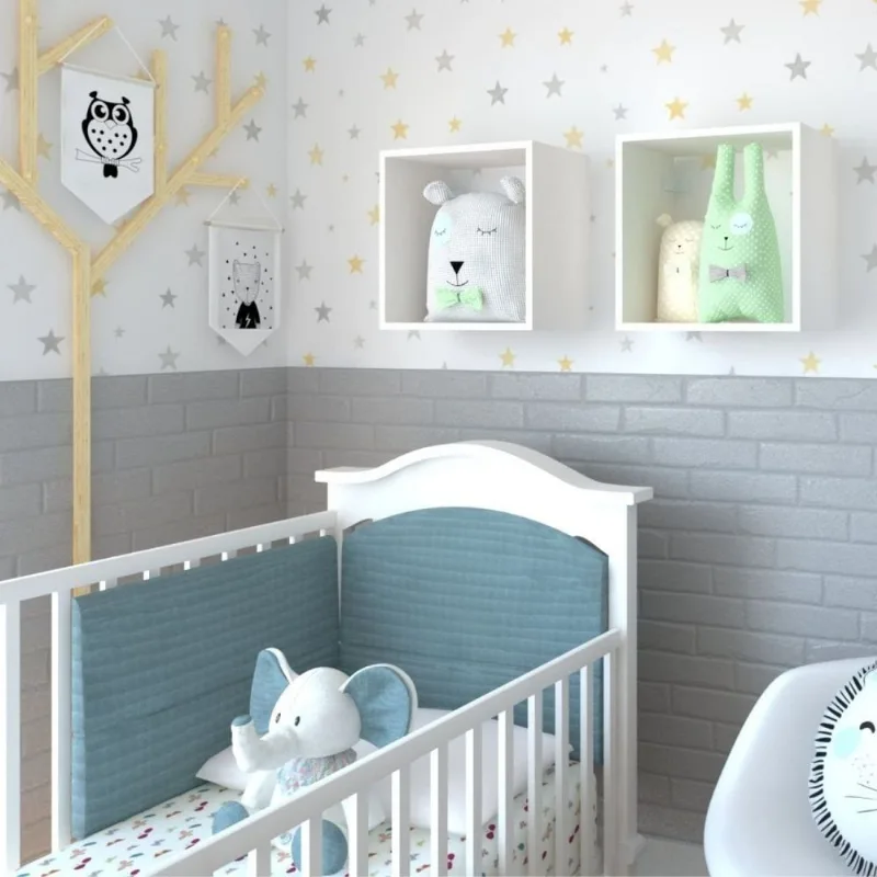 Conjunto com 2 Nichos Quarto Infantil Branco Branco