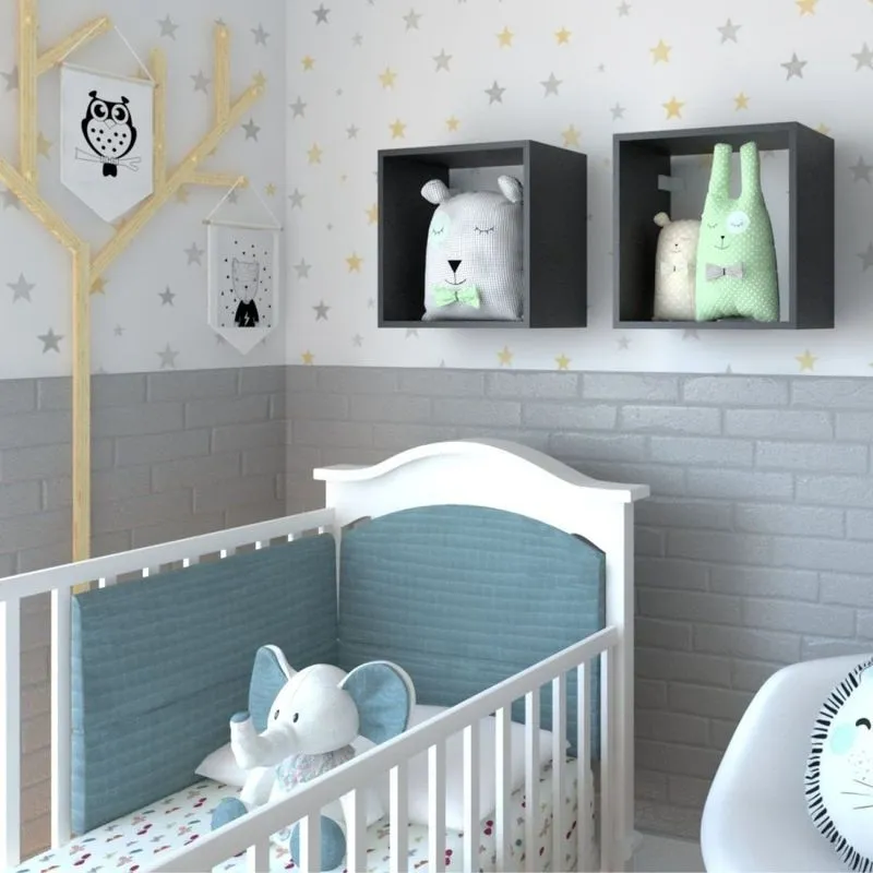 Conjunto Com 2 Nichos Quarto Infantil Preto Preto