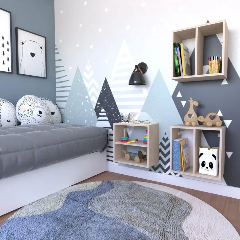 Conjunto 3 Nichos Prateleira Para Quarto Infantil Geneve