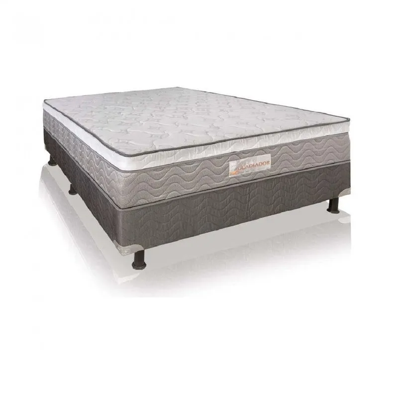 Cama Box Casal Conjugado 58x138x188cm Gladiador Ag D-65 Softflex Cinza Cinza/branco