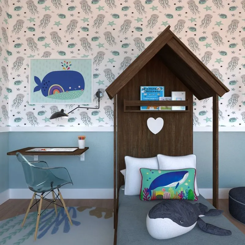 Quarto Infantil Cama E Mesa Dobrável Kitcubos Espresso Móveis Ameixa Negra