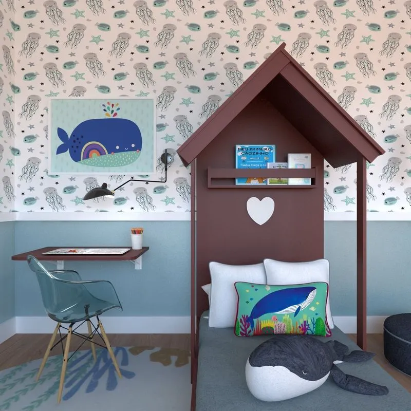 Quarto Infantil Cama E Mesa Dobrável Kitcubos Espresso Móveis Vermelho