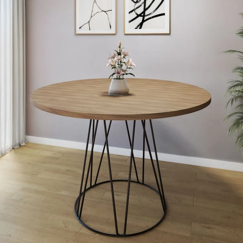 Mesa De Jantar 110cm Tampo Mdf/bp Dubai Mais Acessórios Preto Fosco/siena