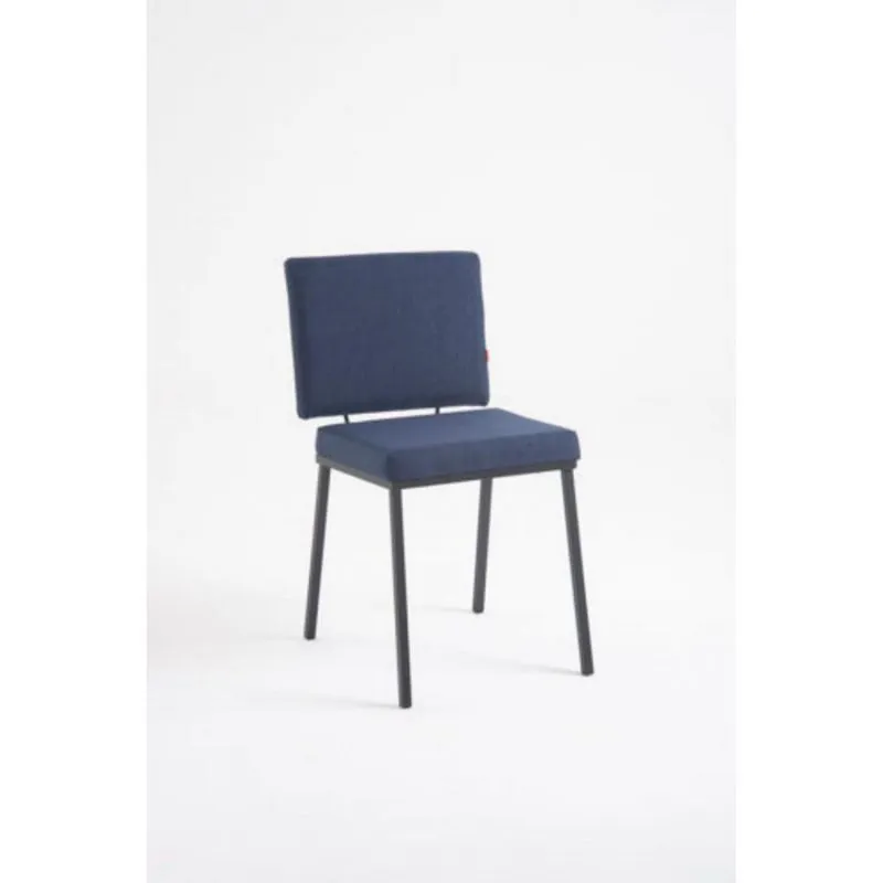 Cadeira Para Sala De Jantar Escritório Estofada Base Em Aço Antonella Azul/marinho Azul Marinho