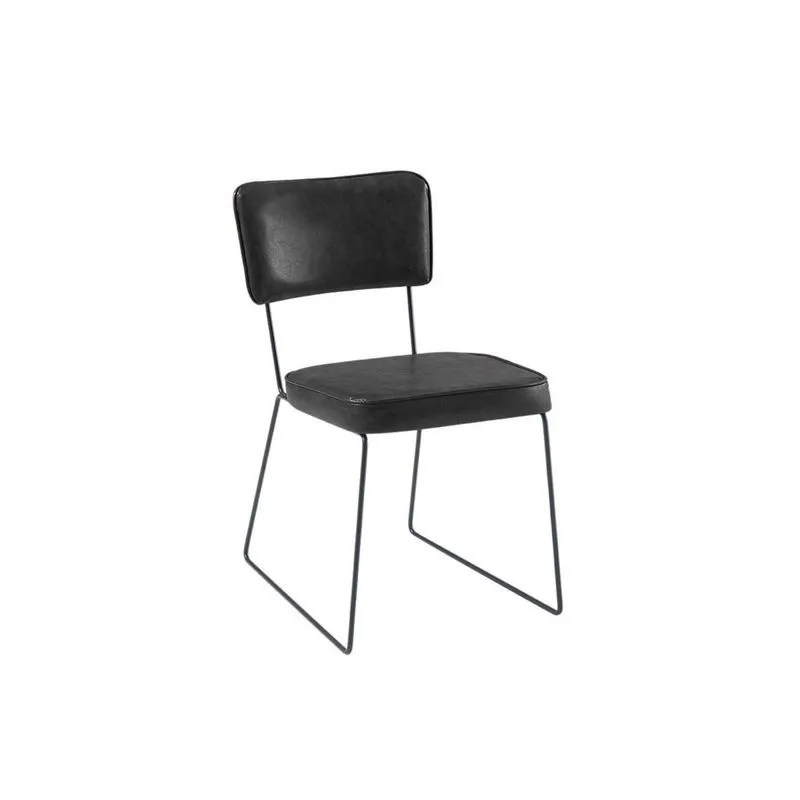 Cadeira Para Sala De Jantar Escritório Estofada Base Em Aço Roma Preto Preto