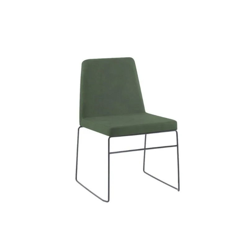 Cadeira para Sala de Jantar Escritório Estofada Linho Base em Aço Paris Verde/Preto Preto/Verde