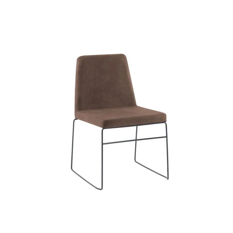 Cadeira Para Sala De Jantar Escritório Estofada Linho Base Em Aço Paris Marrom/preto Preto/marrom