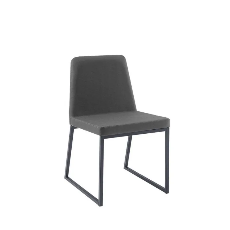 Cadeira para Sala de Jantar Escritório Estofada Base em Aço Yanka Cinza/Chumbo Chumbo