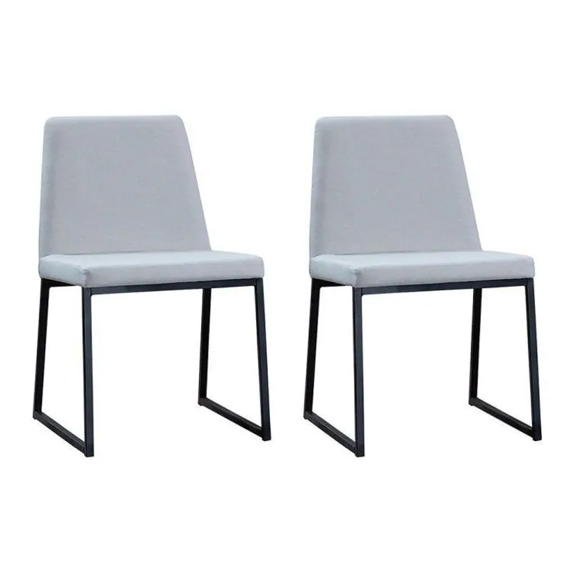 Kit 2 Cadeiras Para Sala De Jantar Escritório Estofada Base Em Aço Yanka Cinza Cinza Claro