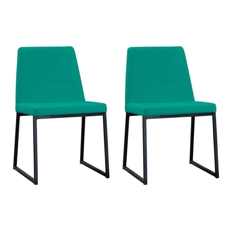 Kit 2 Cadeiras Para Sala De Jantar Escritório Estofada Base Em Aço Yanka Verde Verde