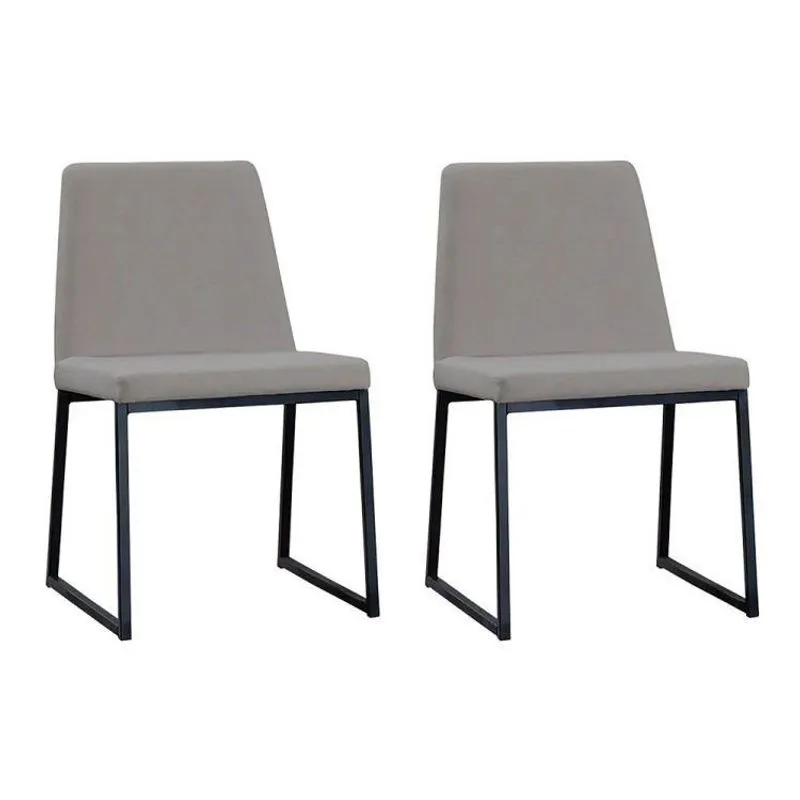 Kit 2 Cadeiras Para Sala De Jantar Escritório Estofada Base Em Aço Yanka Cinza Cinza