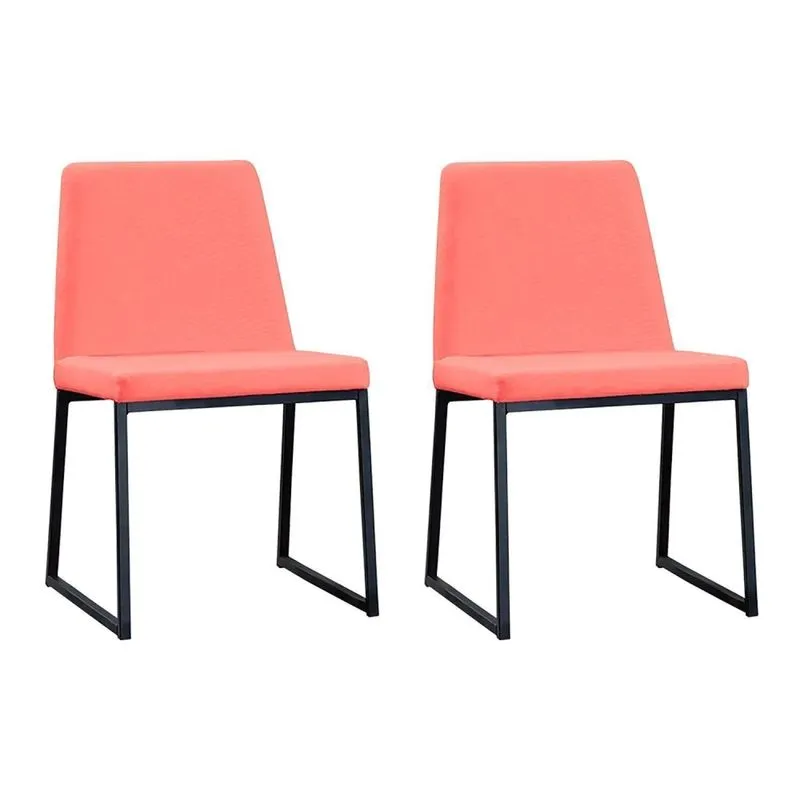 Kit 2 Cadeiras Para Sala De Jantar Escritório Estofada Base Em Aço Yanka Laranja/coral Coral