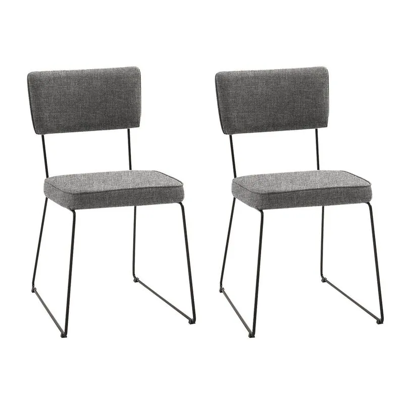 Kit 2 Cadeiras Para Sala De Jantar Escritório Estofada Base Em Aço Roma Cinza/preto Cinza/preto