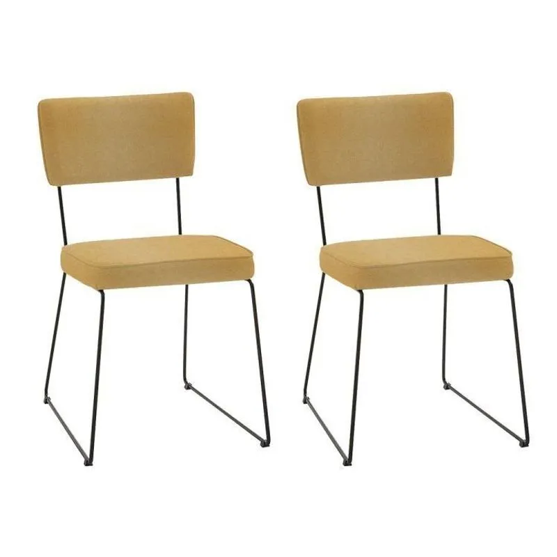 Kit 2 Cadeiras Para Sala De Jantar Escritório Estofada Base Em Aço Roma Amarelo/preto Amarelo/preto