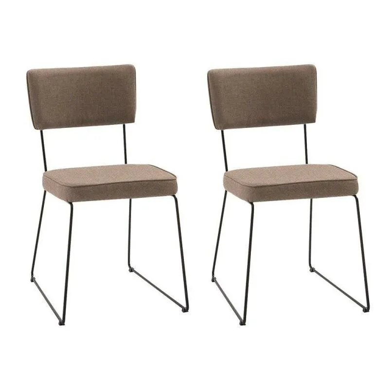 Kit 2 Cadeiras Para Sala De Jantar Escritório Estofada Base Em Aço Roma Bege/preto Bege/preto