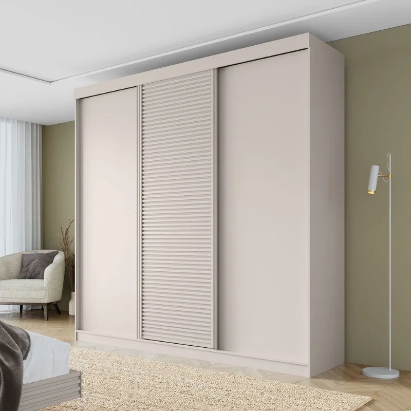 Guarda-Roupa Casal 3 Portas de Correr Samambaia CabeCasa MadeiraOriginals Off White Off White