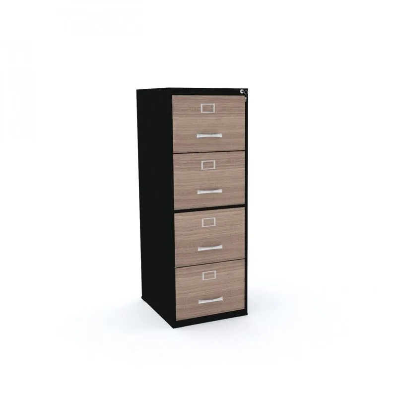 Gaveteiro Arquivo 4 Gavetas Maxxi Marrom E Preto Preto/noce Naturalle