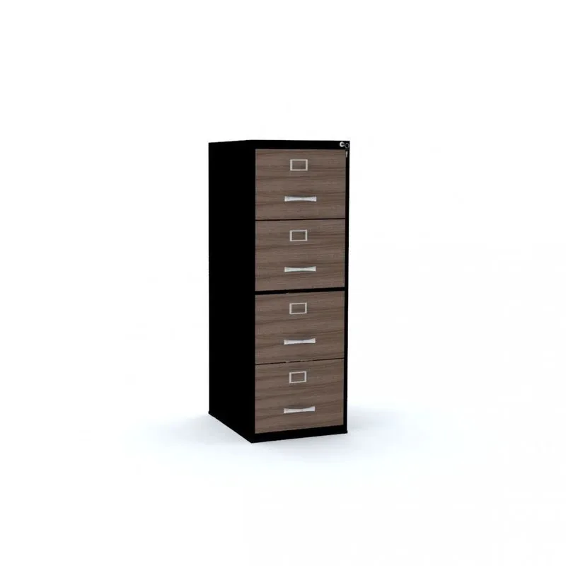 Gaveteiro Arquivo 4 Gavetas Maxxi Marrom E Preto Preto/walnut