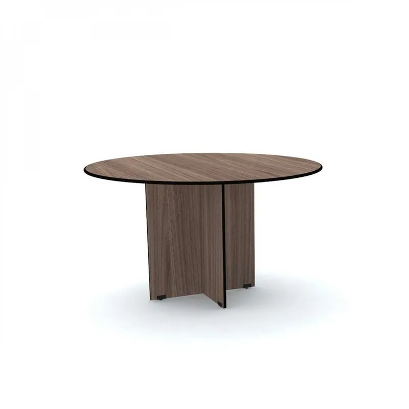 Mesa Reunião Redonda Maxxi Mx1000 Marrom E Preto Walnut/preto