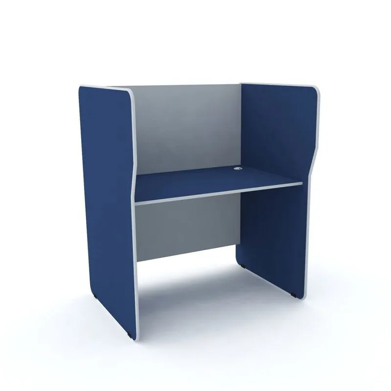 Mesa Estação De Telemarketing Simples Etsi-03 Maxxi Azul E Cinza Azul Capri/cinza