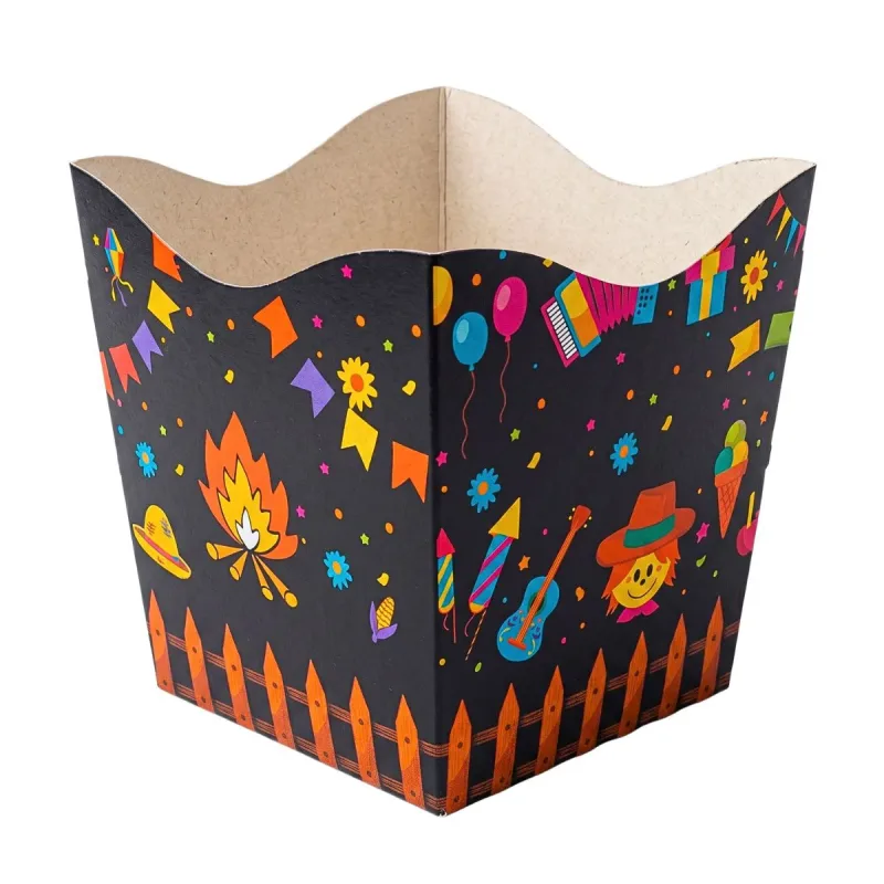 Cachepo Mini Junina Preta Joy Pack 90x90x100mm