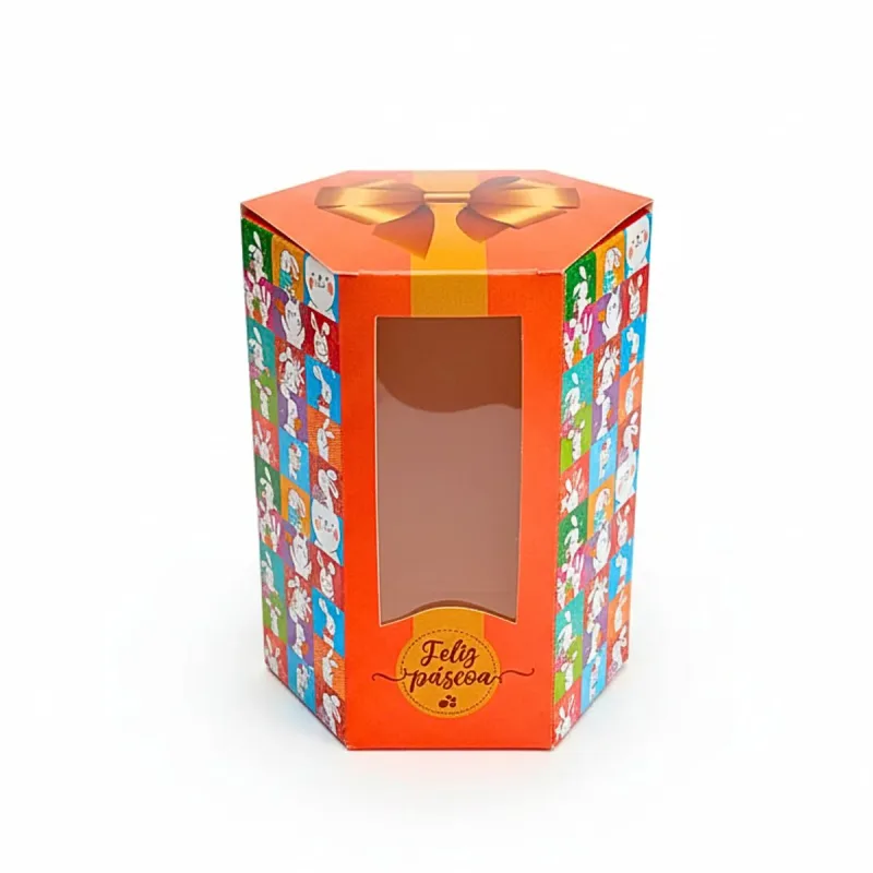 Caixa Sextavada Pascoa Coelhos Joy Pack 85x85x110mm Unidades - Outlet do Marinho - Melhor Preço em Papelaria, Brinquedos e Utilidades