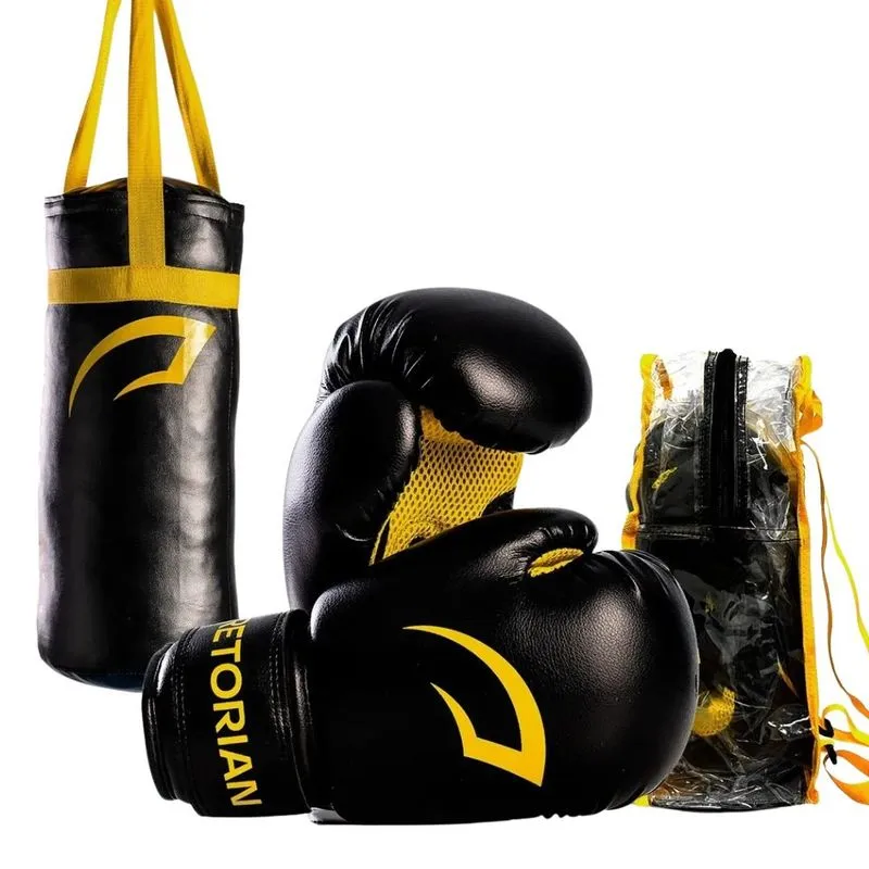 Kit Boxe Infantil Com Saco De Pancadas E Luvas EBN Kids Pretorian Preto (MP)