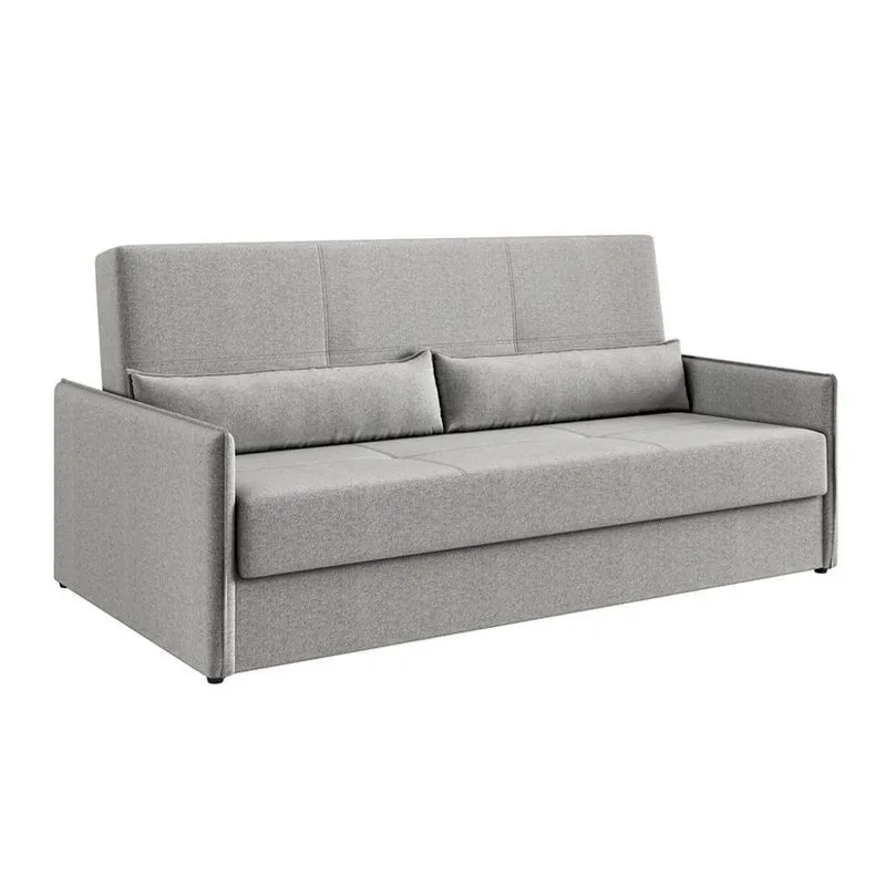 Sofá-Cama Casal 3 Lugares Maisondor Molas Linho Cinza Claro