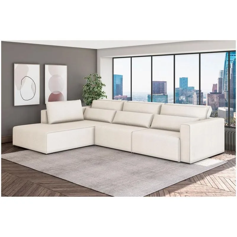 Sofá Retrátil Reclinável e Modulado Flexforma Mediterrâneo Abruzzo 6 Lugares Bege