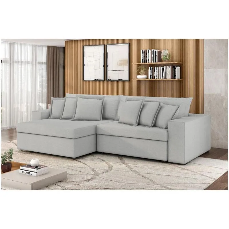 Sofá Retrátil e Reclinável Flexforma Mediterrâneo Parma 4 Lugares Tecido Bouclé Bege