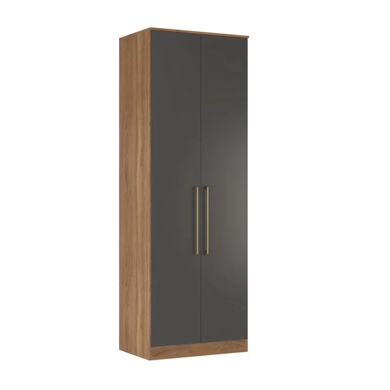 Armário Modulado 2 Portas com 3 Gavetas e Maleiro Irlanda Amêndola/Grafito para Quarto - Demóbile