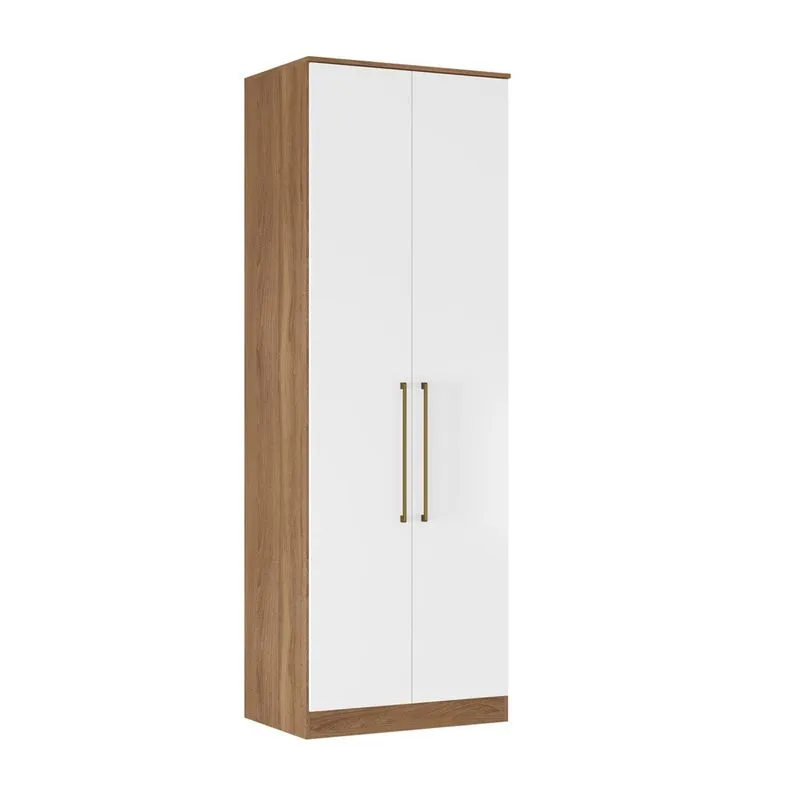 Armário Modulado 2 Portas com 3 Gavetas e Maleiro Irlanda Amêndola/Branco para Quarto - Demóbile