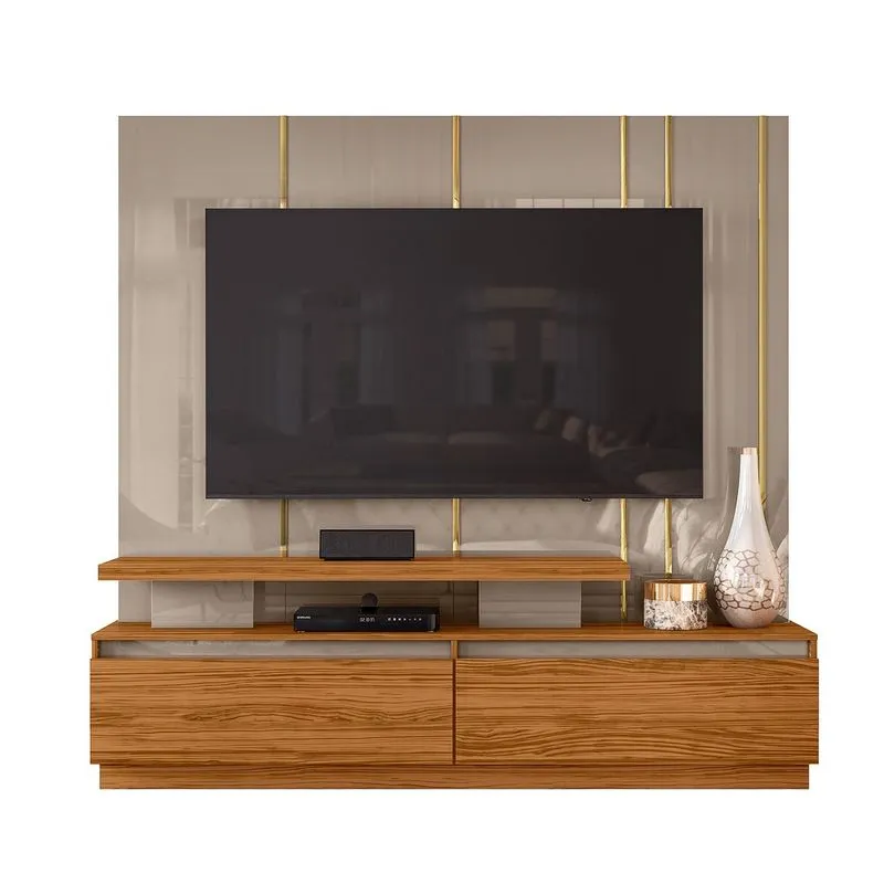 Home Theater Estante Apolo para TV 75 com Gavetas Fendi/ Naturale - Madetec