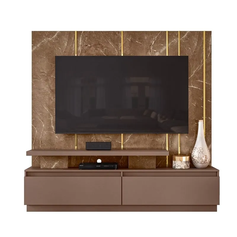 Home Theater Estante Apolo para TV 75 com Gavetas Imperial/ Sépia - Madetec