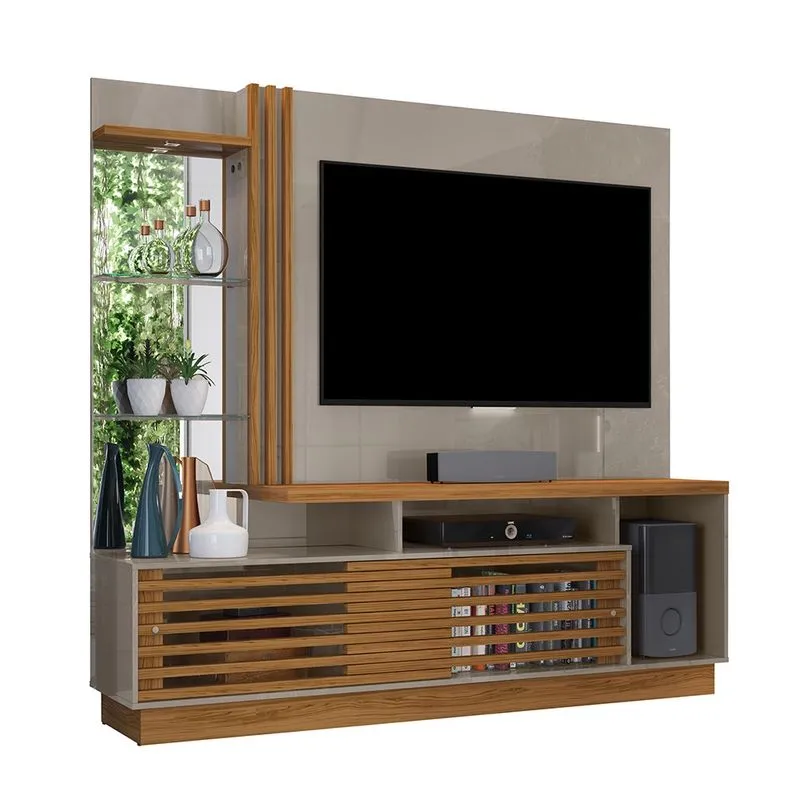 Home Theater Estante Frizz Plus para TV 60 LED e 2 Portas Fendi/ Naturale - Madetec