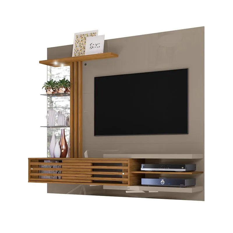 Painel para TV 55 Polegadas Ripado Supreme Bancada Suspensa Fendi/ Naturale - Madetec