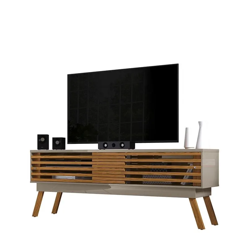 Rack Frizz 1.8 Bancada para Sala TV 75 Polegadas Ripado Pés Palito Fendi/ Naturale - Madetec