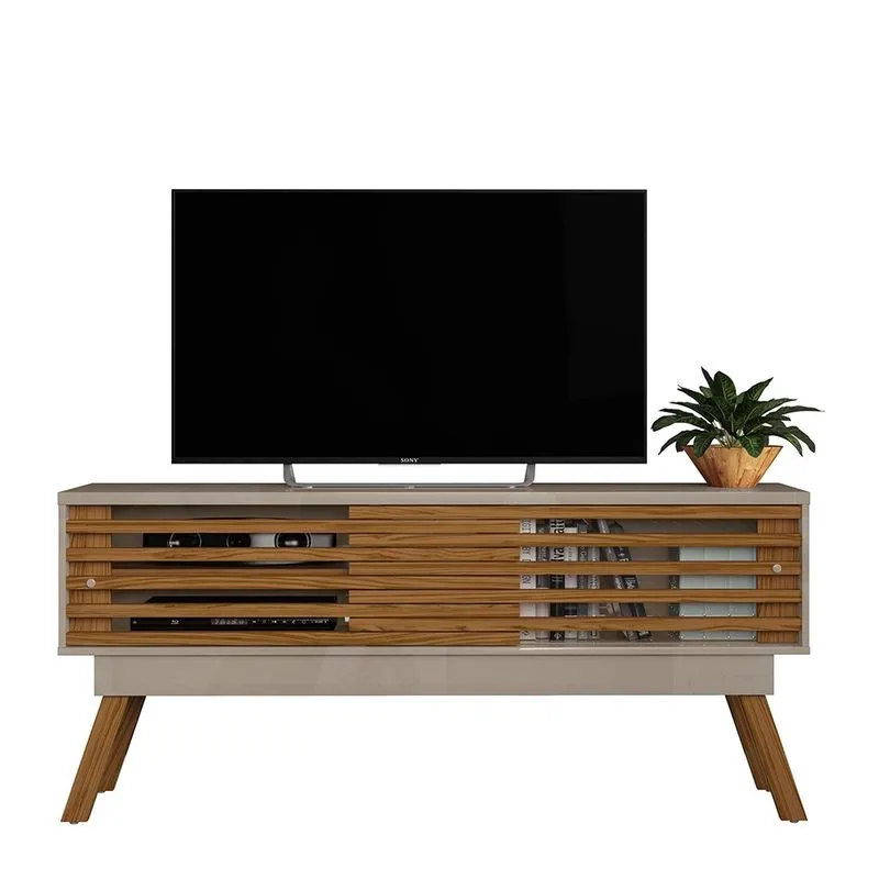 Rack Frizz 1.5 Bancada para Sala TV 65 Polegadas Ripado Pés Palito Fendi/ Naturale - Madetec