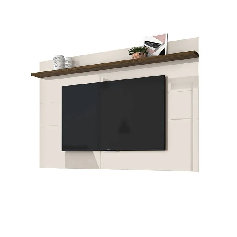 Painel 1.8 Suspenso Estante Lorenzo Para TV 60 Polegadas Off White/ Savana - Madetec