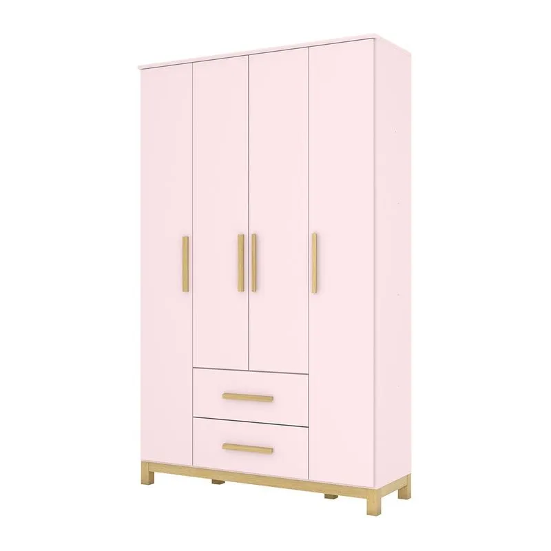 Guarda-Roupa Estrela Cadente 4 Portas 2 Gav Infantil Rosa Chá - Henn