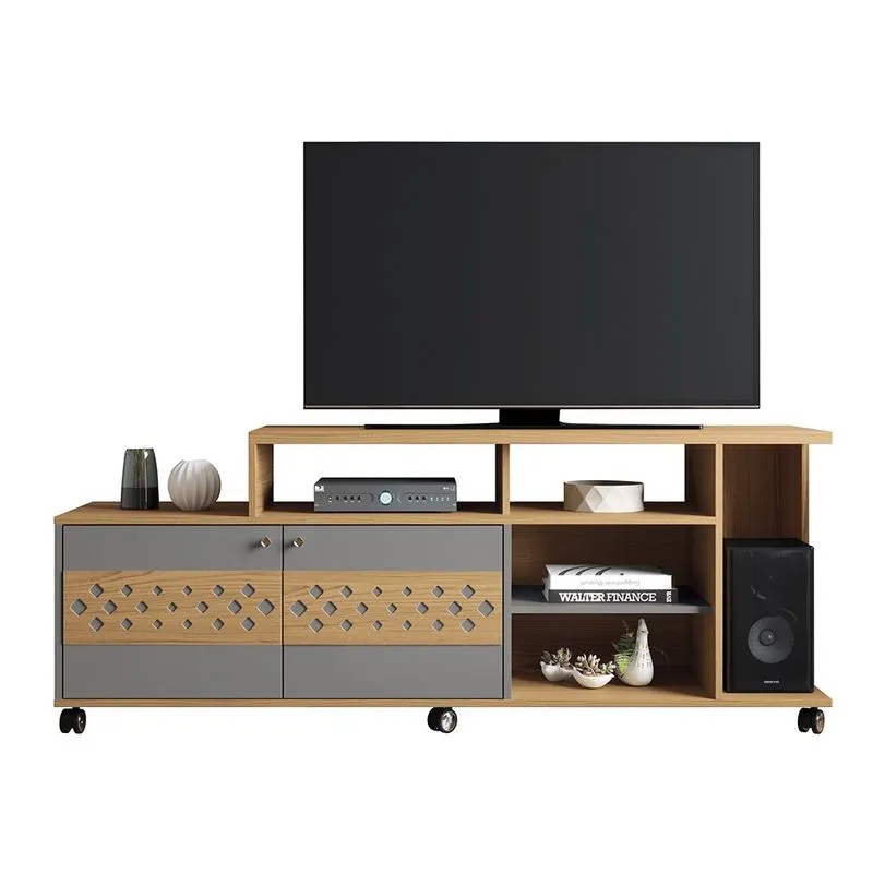 Bancada Inovatta para Sala de Estar/ Recepção Freijó/ Cinza Moonstone - hb Móveis