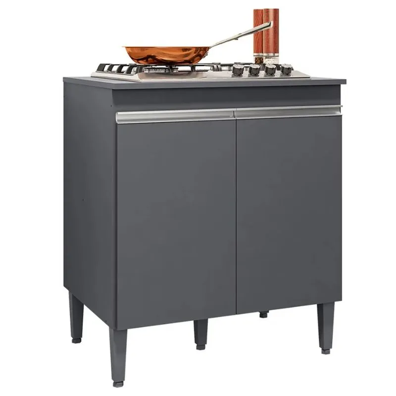 Balcão Gabinete Léia Cooktop 2 Portas para Cozinha Cinza - ajl