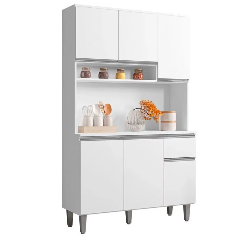 Kit Cozinha Mariá 105cm 6 Portas 1 Gaveta Branco - ajl