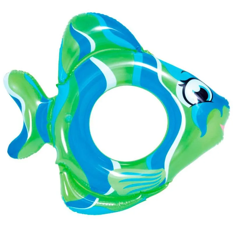 Boia Inflável Infantil Jilong Peixe Circular Verde e Azul